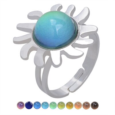 Hart Mood Kleur Veranderen Ringen Voor Vrouwen Zilveren Sieraden Passen Ring Vrouwelijke Bruiloft Belofte Ringen Dames Temperatuur Ring: 046