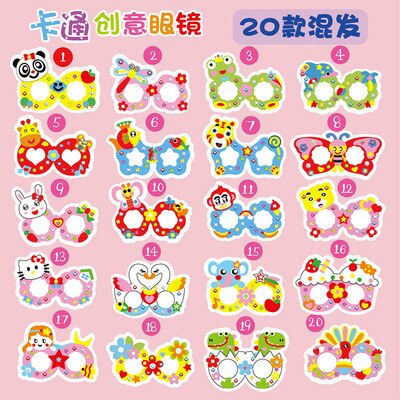 DIY Glasses Baby Kids Children Handmade EVA Glasses Frame Cartoon Glasses Stickers Kids Puzzle Toys Craft Toys