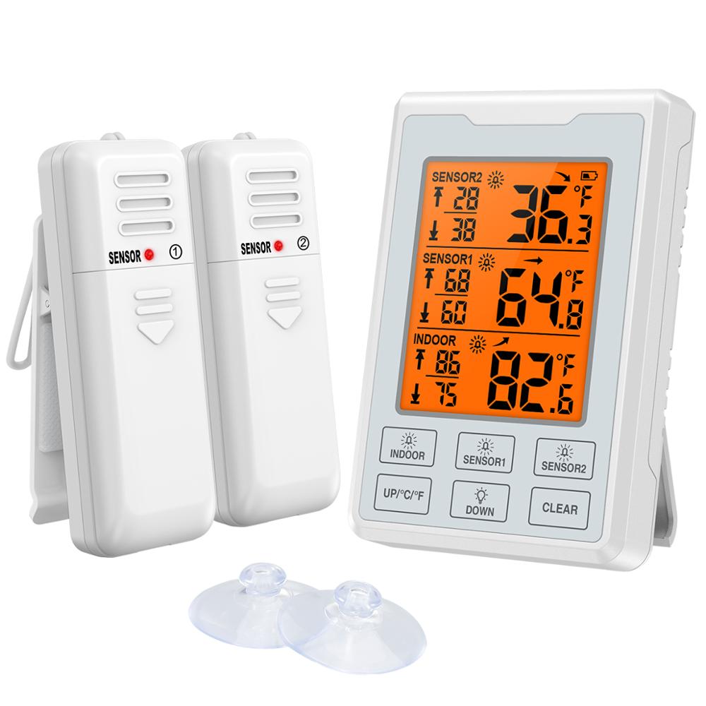Wireless Digital Freezer Alarm Thermometer Fridge Home Indoor Outdoor Weather Forecast Thermometer