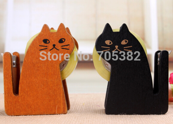 Dispensador de cinta en madera con forma de gato, dispensador con cinta, de buena , ss-232-1
