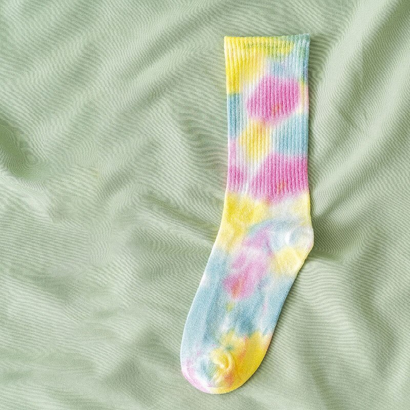 Calcetines de algodón Tie-dye para hombre y mujer, medias de tendencia urbana de , de color sólido, para baloncesto y monopatín: 4