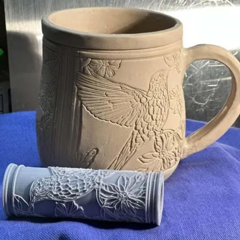 Clay Tile Roller 3D Printed Clay Texture Rollers Flower Bird Pattern Rolling Pins Rollers DIY Animal Texture Pottery Tools