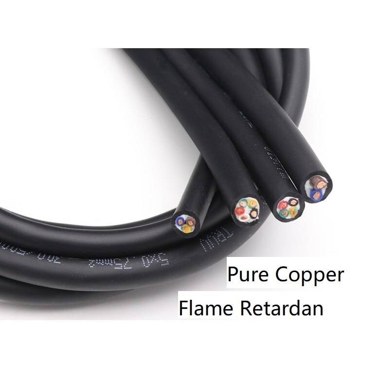 Square 1mm TRVV Cable Flexible PVC Shielded Copper Conductor Pins 2 3 4 5 Cores Towline Bend Resistant Drag Chain Power Wire