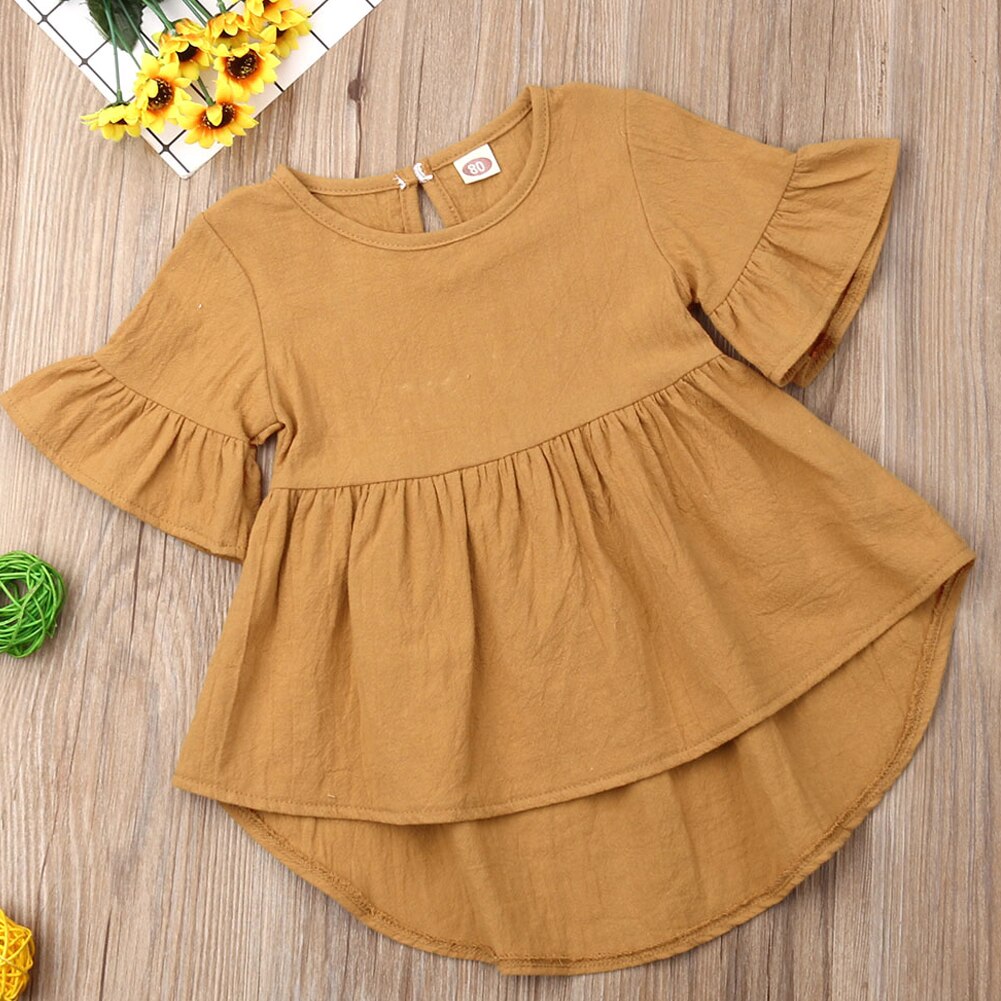 Sommar toddler baby girls kläder flare klänning barn flicka solida kläder spädbarn klänningar