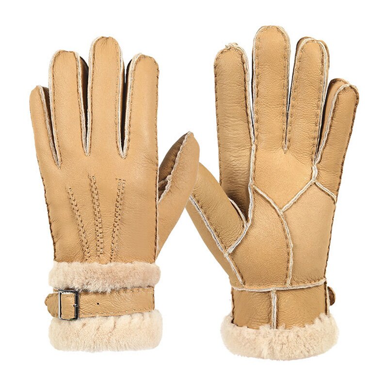 Vinter tyk varm herre fem finger handsker pu læder plus fløjl håndled sne dag varmere vanter handsker vandtæt xmas
