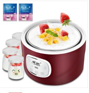 1L Capaciteit Automatische Roestvrij Staal Yoghurt Machine Zelfgemaakte Yoghurt Natto Rijst Wijn 4 Glazen Bekers Yoghurt Maker Machine: Bruin / AU