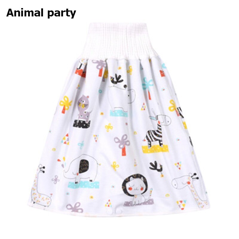 2 in 1 Comfy Children's Adult Diaper Skirt Shorts Waterproof Baby Diaper Pants Loose Absorbent Shorts Unisex Kids Underwear: Animal Party / M(17x35cm) 0-4T