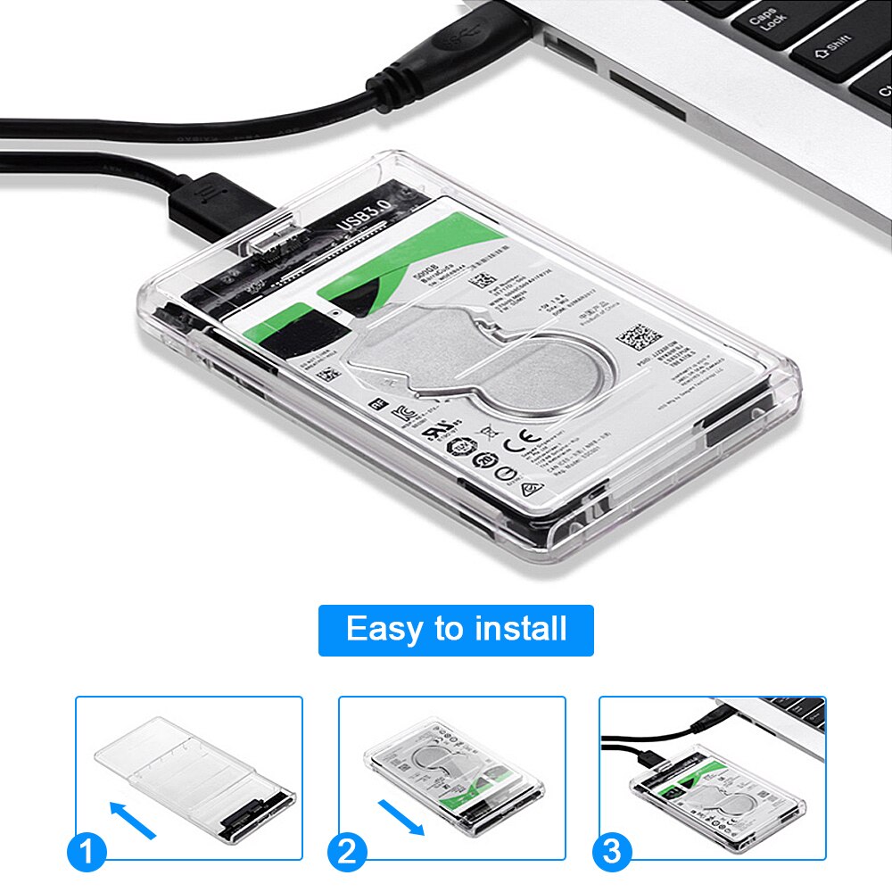 Chipal gjennomsiktig 2.5 -tommers hdd-deksel sata til usb 3.0- adapter høyhastighetsboks harddiskkabinett til samsung seagate ssd 5 gbps