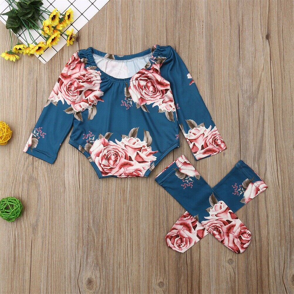 Baby Sommer Kleidung SchöNe 0-24 M Kleinkind Baby Mädchen Jungen Blume Karosserie Beinlinge setzt Langarm Gesamt Kleidung 0-24 M