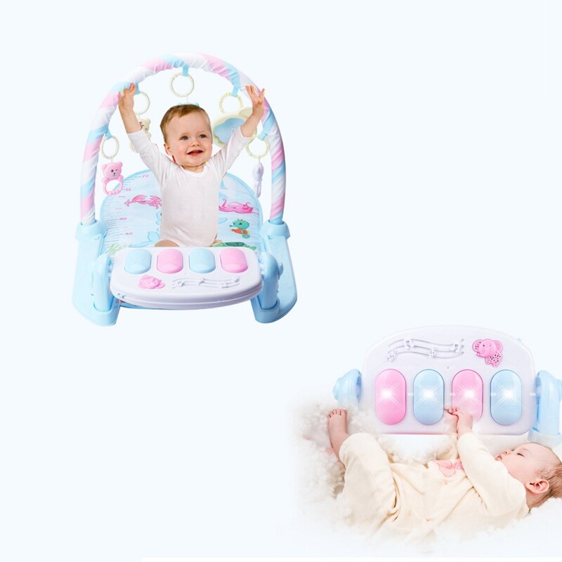 Baby legemåtte baby gym legetøj spil tæppe 0-12 måneder blød belysning rasler musikmåtte spædbarn kravlende aktivitet måtte legetøj rød