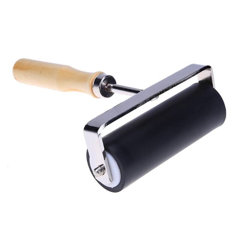 10cm Durable Rolling Clay Stamping Rolling Tool Rubber Roller with Wood Handle for Craft Tools Kids DIY Clay Sculpture Roll