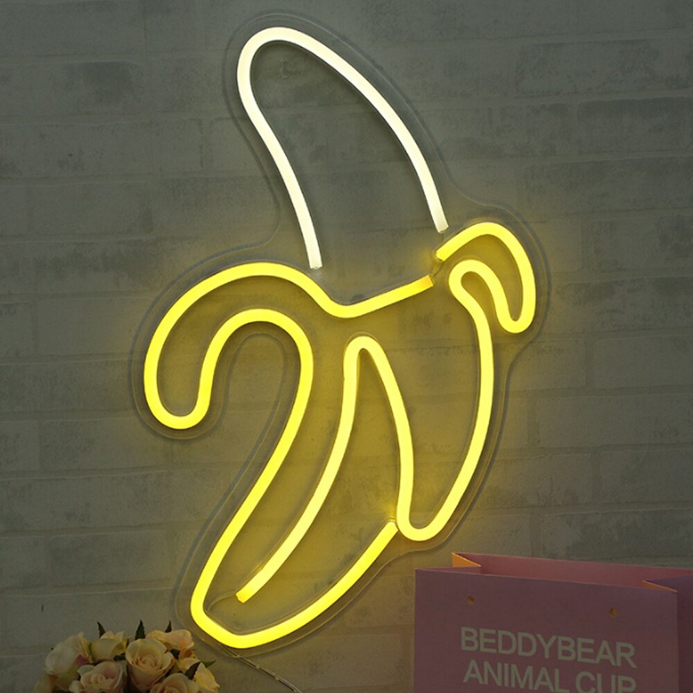 Led Neon Licht Banaan Popsicle Led Neon Borden Hello Rose Neon Led Verlichting Voor Slaapkamer Muur Kamer Decor Lamp: Banana