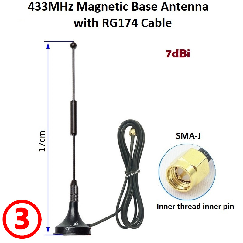 433MHz 470MHz Magnet Lora Antenne SMA Stecker Magnet halterung Antenne mit RG174 Kabel für Modul Fernbedienung iot: Lavendel / > 100 mt