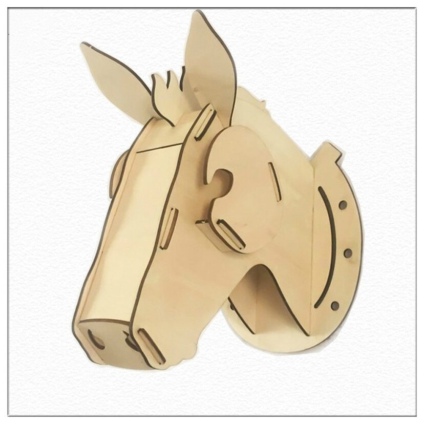 3D Houten Dierenkop Muur Opknoping DIY Creatieve Puzzel multiplex Eenhoorn Hoofd Voor Home Decor MDF Ambachten Kunst Muur decoratie