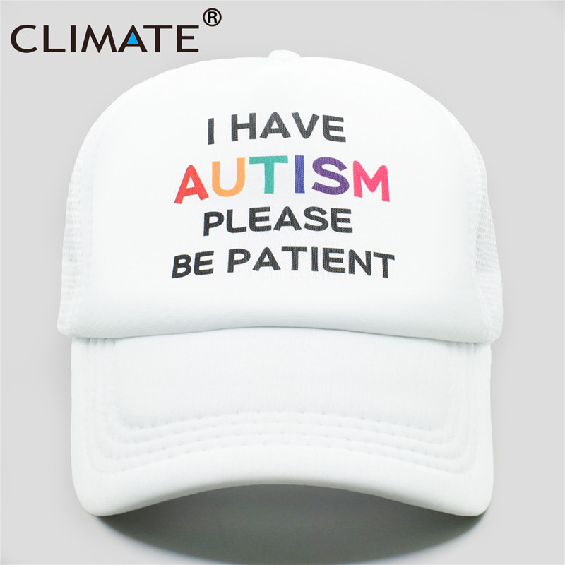 CLIMATE Autism Cap Please Be Patient I Have Autism Trucker Cap Autistic The Good Doctor Shaun Murphy Child Pattern Mesh Cap Caps: Full White / kid 52to55cm Head