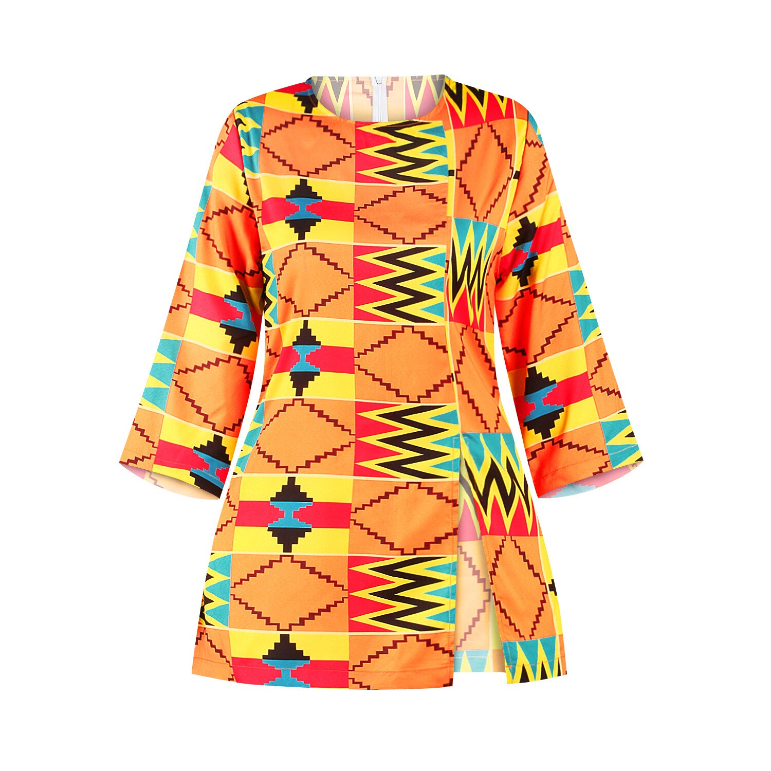 Afrika Hemd Kleid für Frau Wachs Geometrie Gedruckt Straße Slipt Sommer Afrikanische Spitzen für Büro Dame Afrika Bazin Dashiki Kleidung: FSCC002 / M