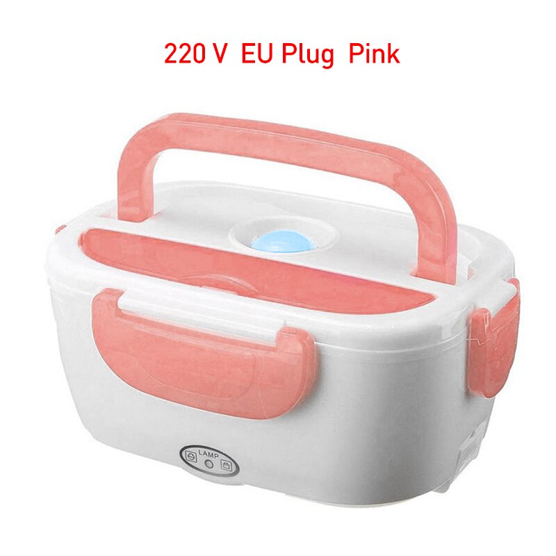 220V/110V Lunch Box Food Container Portable Electric Heating Food Warmer Heater Rice Container Dinnerware Sets for Home: 220 V Pink