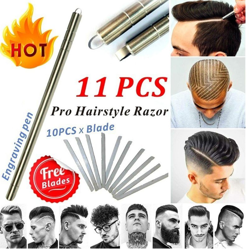1 sæt hår tatovering trim styling gravering pen ansigt øjenbryn skæg formende saks barbermaskine  l29k