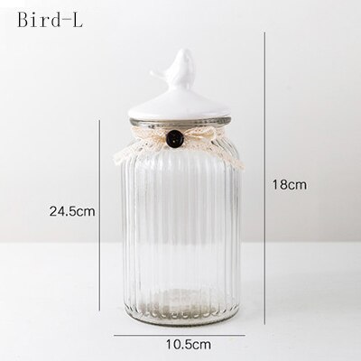 Suiker Blikjes Europese Glazen Snoep Opslag Jar Keramische Konijn Cover Crystal Opslagtank Decoratie Ornamenten Keuken Crystal Jar: Bird-L