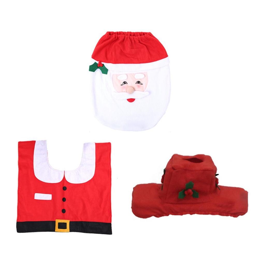 3PCS Christmas Toilet Seat Cover Foot Pad Water Tank Cover WC Bathroom Accessories Year Christmas Decoration For Home: 01