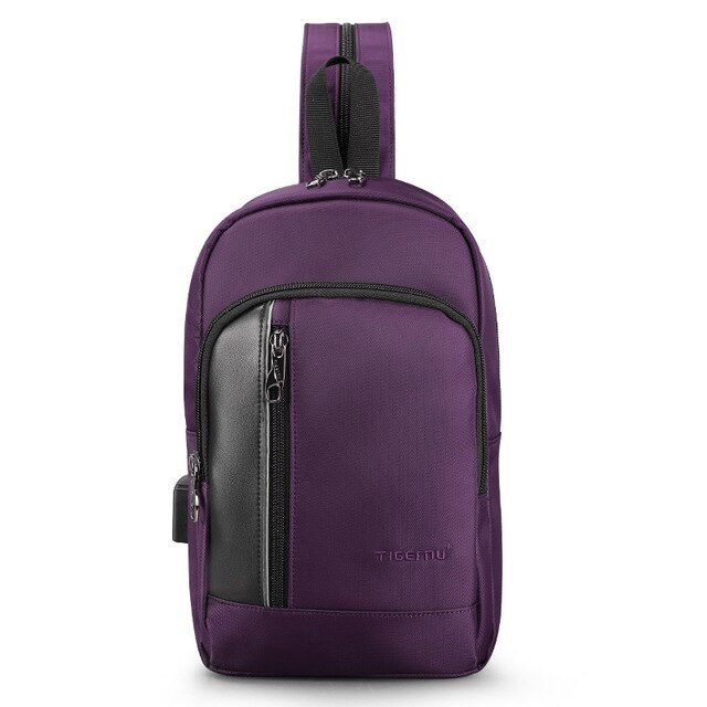 Tigernu USB Charging iPad Women Waterproof Shoulder Bag Casual Shoulder Bags For Women Bag Shoulder: Purple