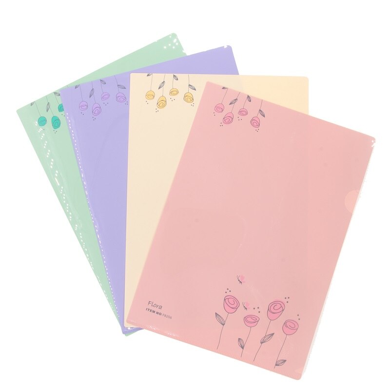 10 Pcs/Lot A4 File Folder File Bag Plastic Folder L Type Folder Document Expanding Wallet