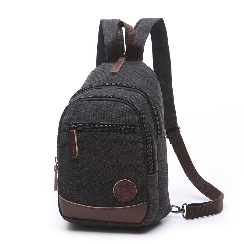 Boshikang Canvas Women Backpack School Bag Small Student Bag Female Shoulder Bag Zipper 8 Color Daily Chest Daypack: black