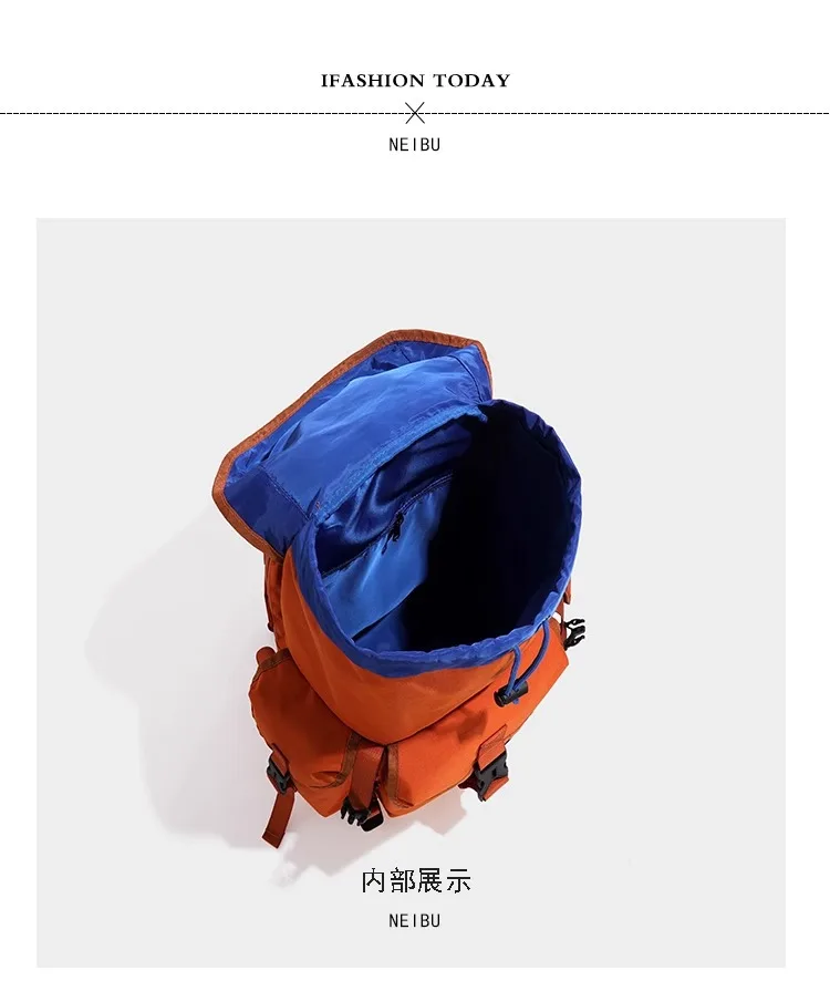Shine Orange Nylon Backpacks String Water Proof Large Capacity Casual Outdoor Bags for Unisex mochilas