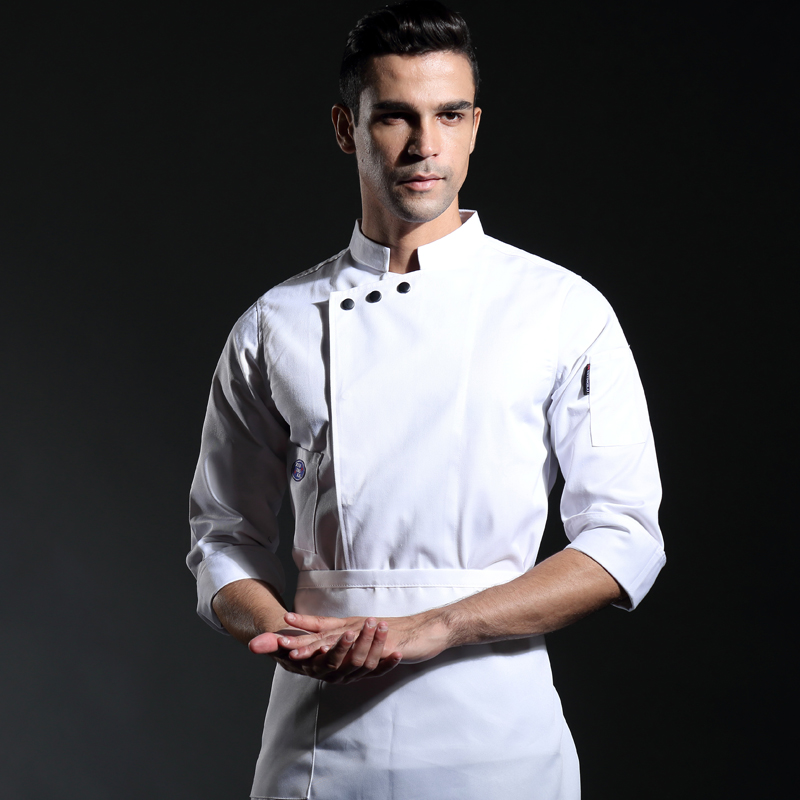 autumn black sous chef coat long sleeves restaurant uniform hotel uniform black men: white / XXXL