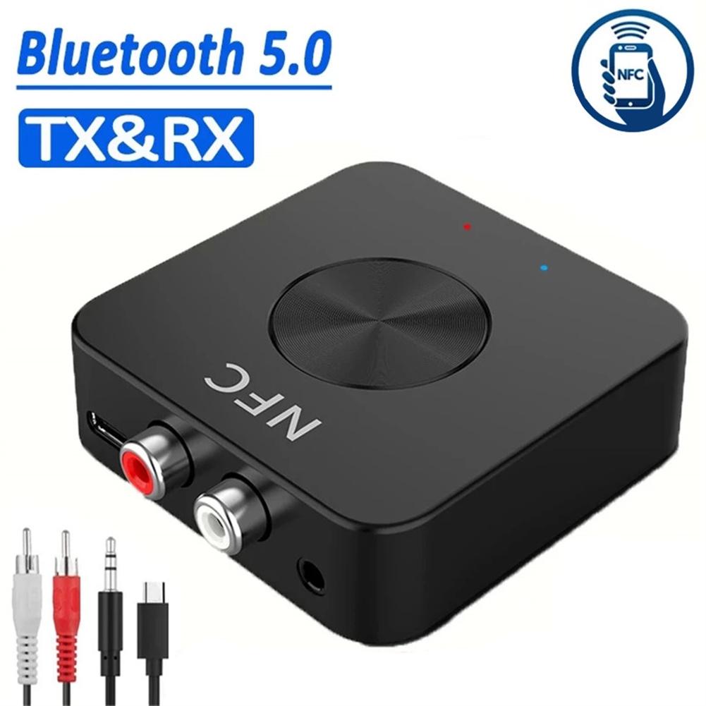 NFC Bluetooth5.0 Wireless Audio Transmitter Receiver Tf Card Car RCA Aux Adapter HD Hi-Fi sound 2 In 1 Adapter for TV PC Car: Default Title