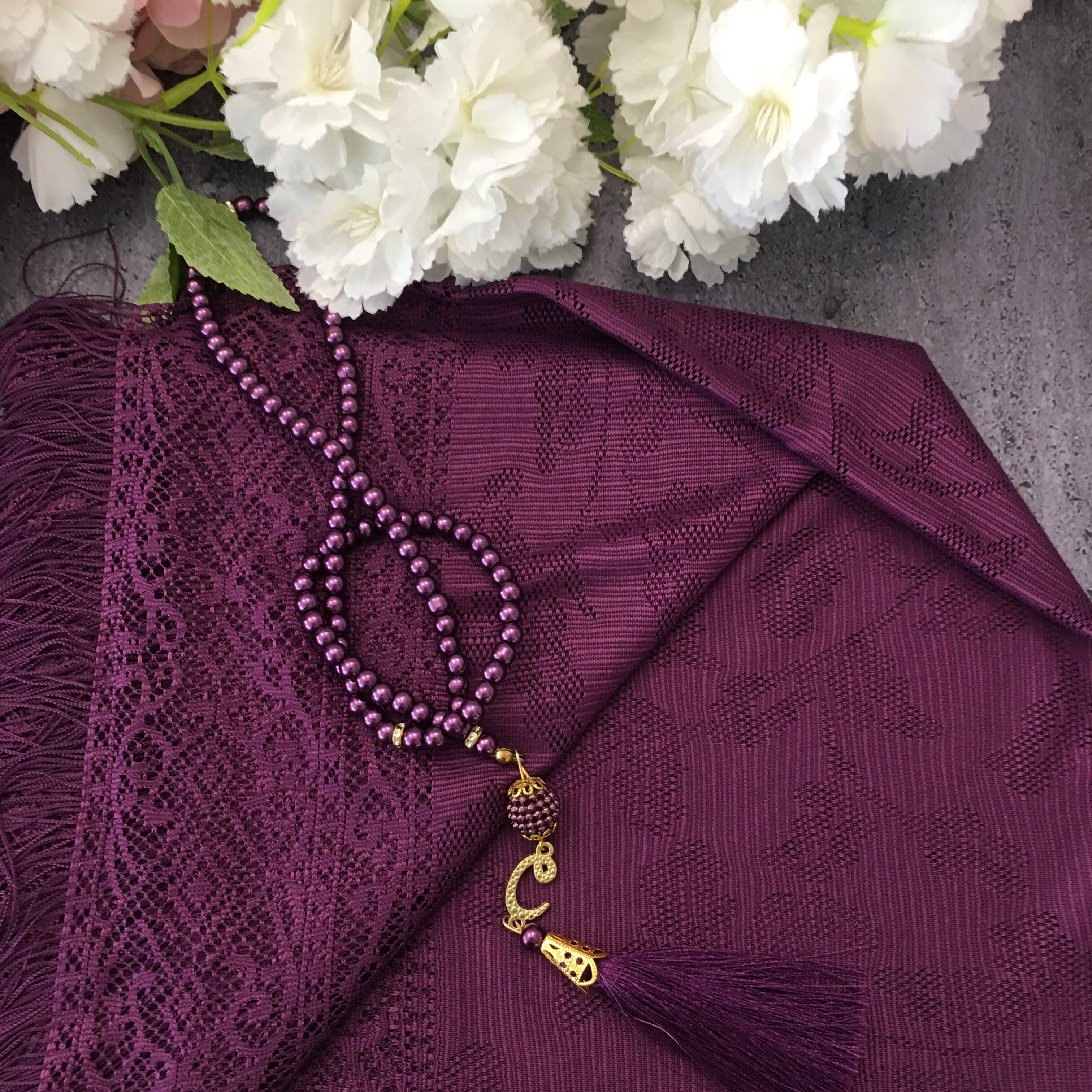 Violetti huivi tasbeeh setti, huivit islamilainen muslimi , huivit naiselle, islamilainen äidille, eid , muslimi