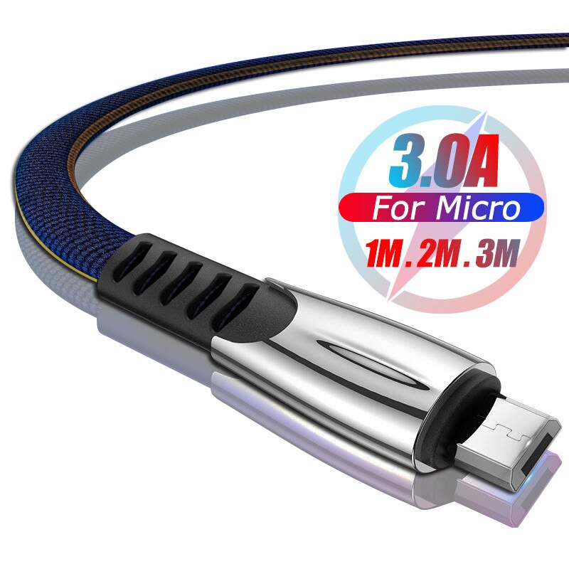 3a micro usb-kabel snellader android mobiele telefoon micro usb oplaadkabel datakabel opladen voor samsung  s7 edge xiaomi redmi note 5