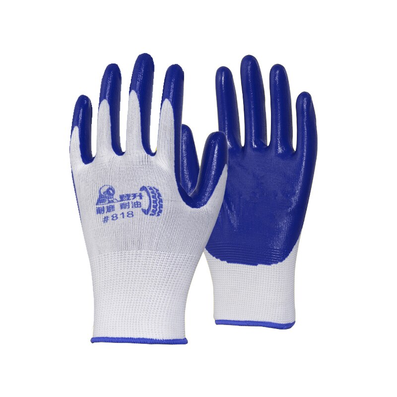 12 pairs Coating Work Gloves Palm Coated Gloves Mechanic Working Gloves: 12pair WhiteBlue