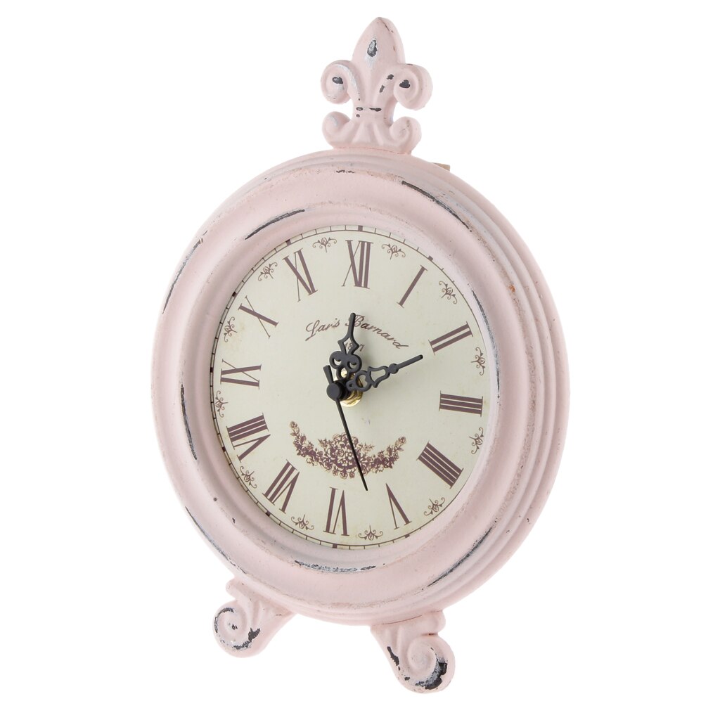 British Wood Clock Retro Pink Desk Table Clock Cafe Ornament Art Collection Home Desk Office Display