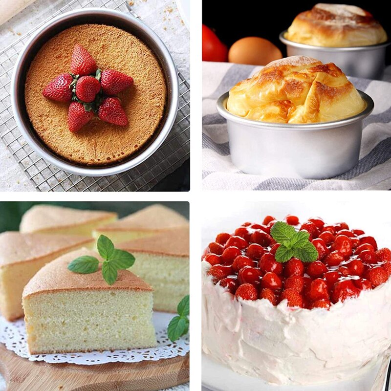 Molde redondo para pastel de aleación de aluminio, 6 pulgadas, con Fondo extraíble, antiadherente, para pasteles, bandeja para hornear, herramientas para tortas