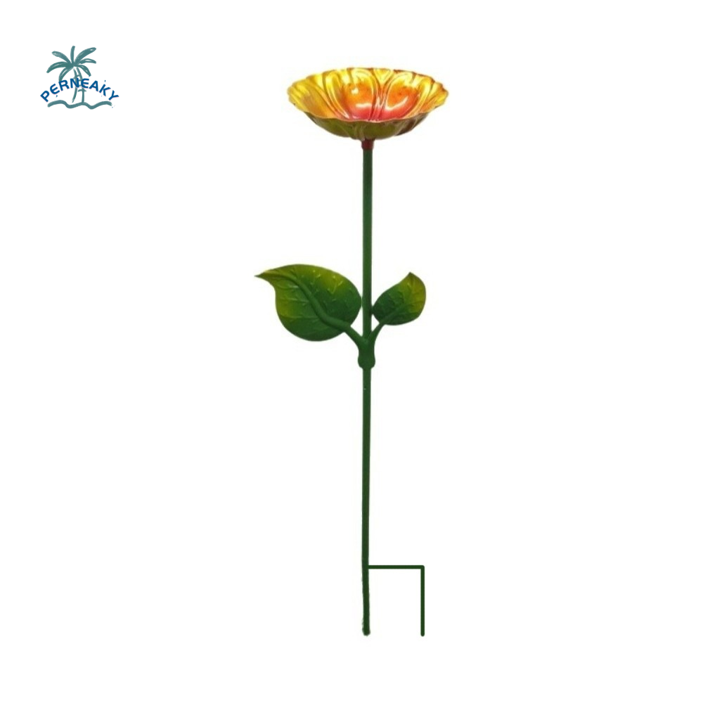 Dispensador de Ração para Pássaros em Formato de Flor de Ferro, Banheira para Pássaros de Grande Capacidade, Prato Durável para Alimentação de Pássaros, Banheira Conveniente para Pássaros no Quintal
