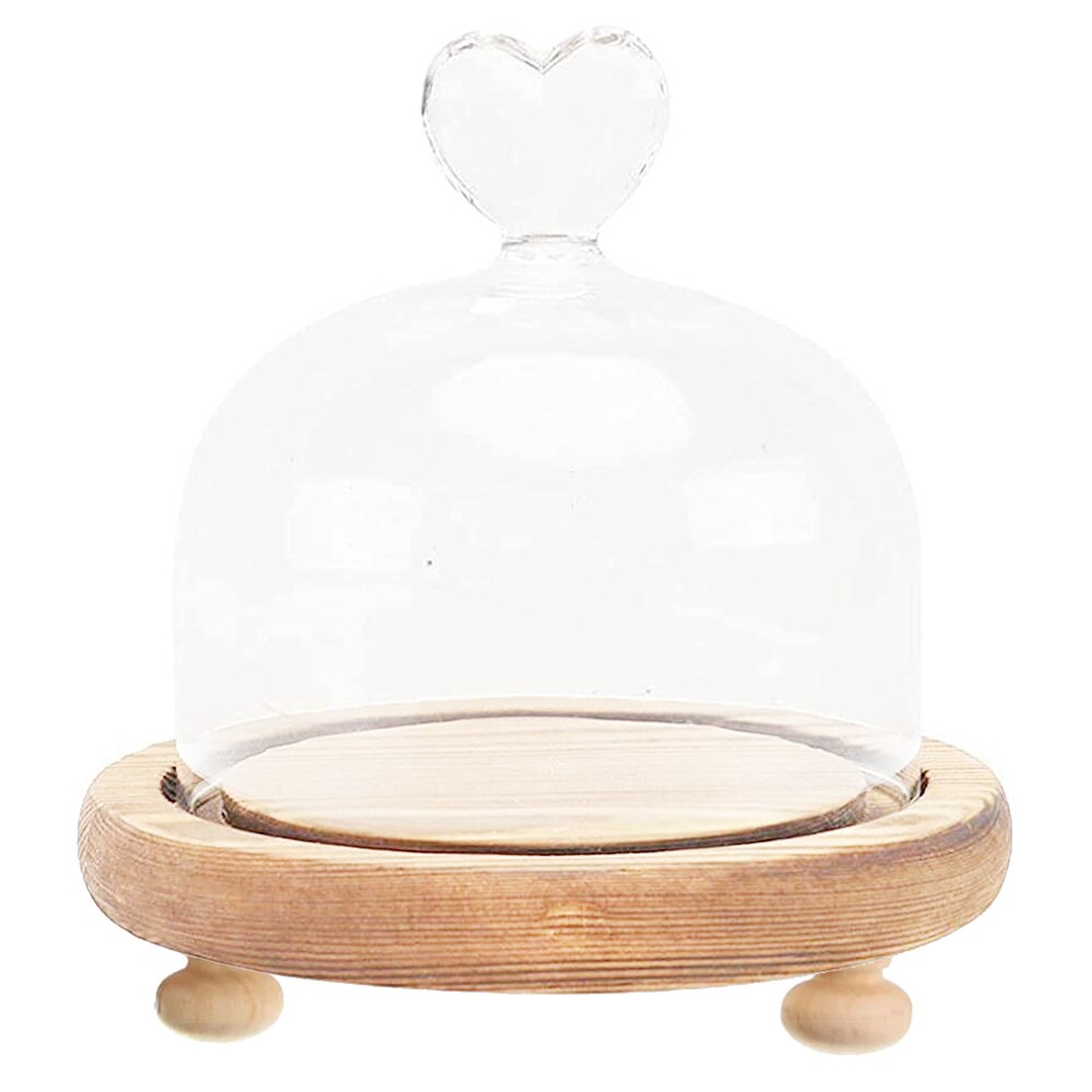 Pot de Cloche en verre avec Base en bois, couverture anti-poussière, ornement de bureau de chambre à coucher pour la maison, fête de noël: 01