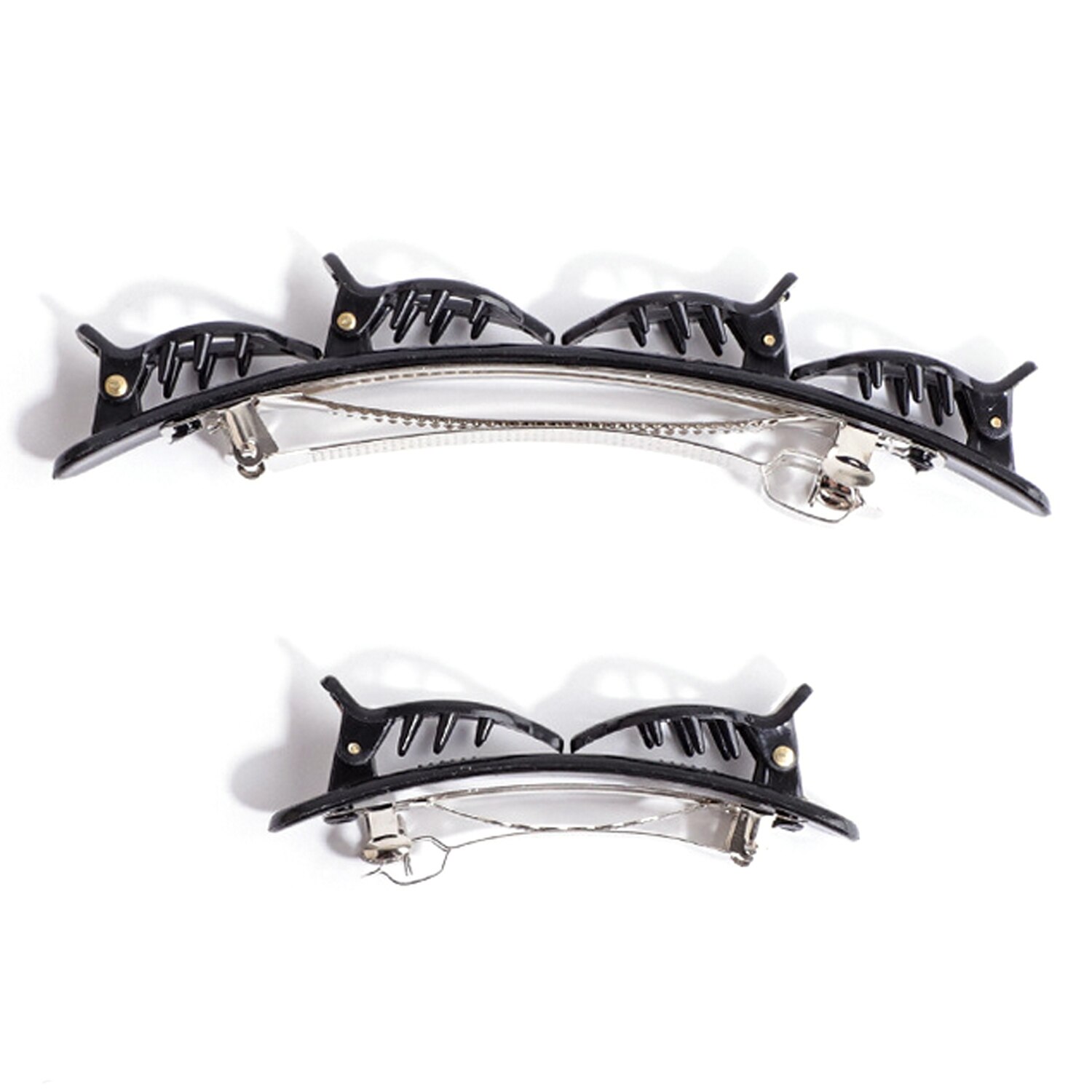 2Stck Doppel Pony Frisur Haarnadel Twist Zopf Haarband Stirnband Haar Band Band + 2Stck Haarspangen für Frauen Mädchen Schwarz: I Stil