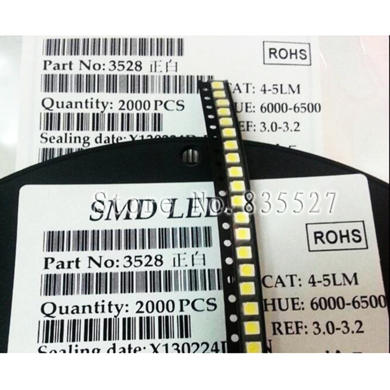 1000 STKS/PARTIJ 1210 3528 SMD LEDs heldere LED wit 1210 4-5LM licht emitting diodes