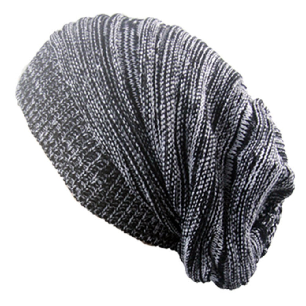 Unisex kvinders herre strik baggy beanie hat vinter varm overdimensioneret ski cap  mz005: Sort