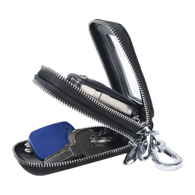 Voiture porte-clés portefeuille en cuir sac à fermeture éclair majordome porte-clés boîte Double fermeture éclair avec fenêtre