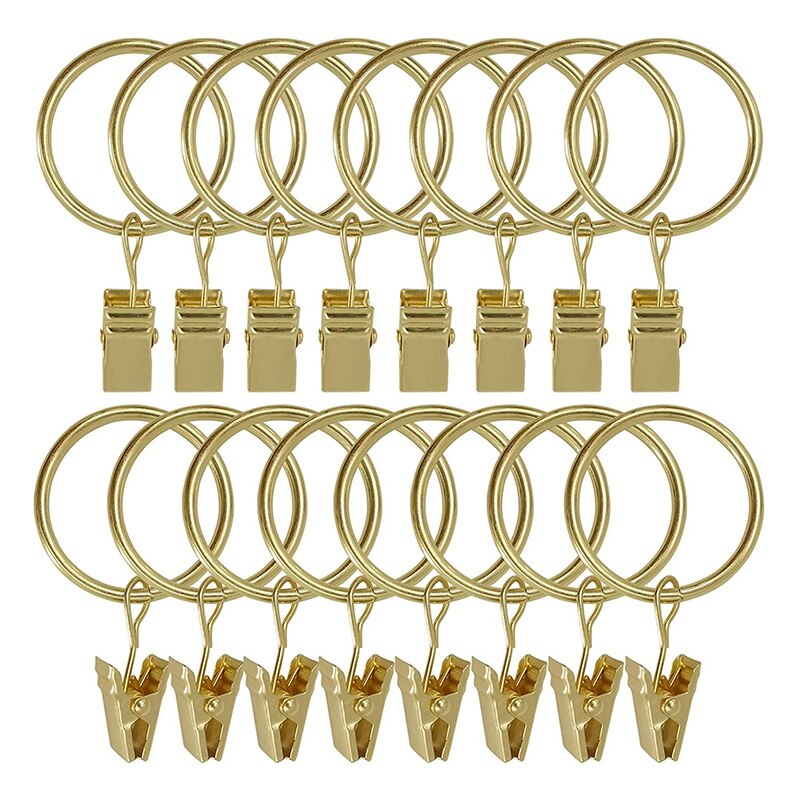 SKZIRI Curtain Rings With Clips 40PCS - Gold, 1.26" Inner Diameter, Fits Up To 1" Rod