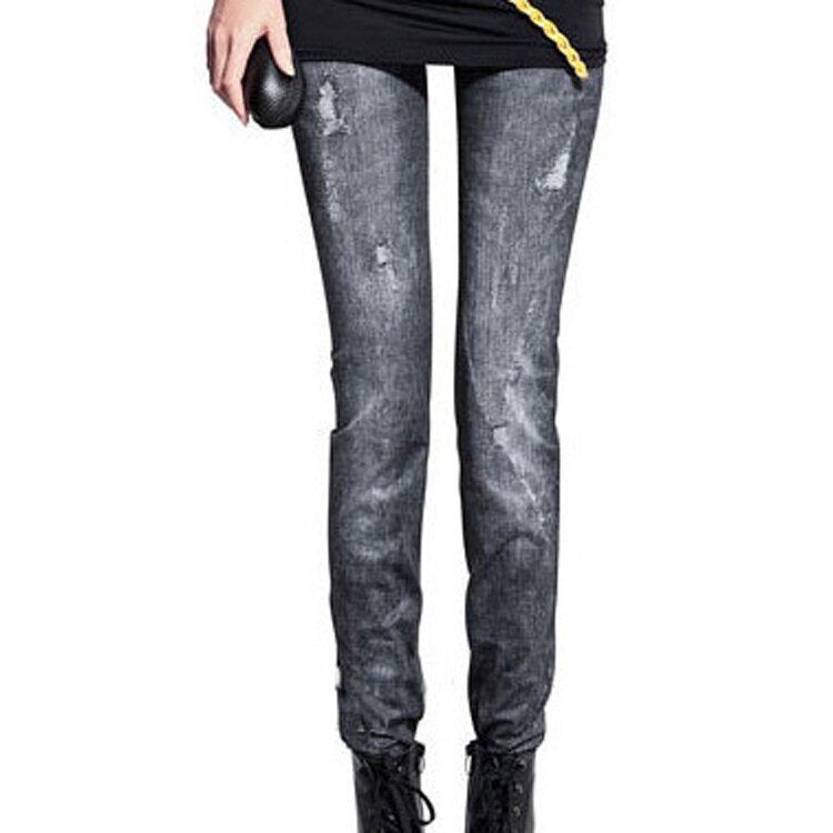 Laihat tytöt pakarat hoikka ohuet pienet jalat housut stretch lumihiutale jäljitelmä denim polyesteri e spandex naisten leggingsit: Xyv 123b