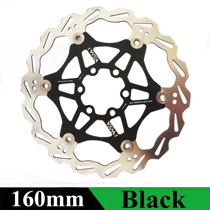 Rotor de freio hidráulico para bicicleta vxm, rotor de freio a disco flutuante, mtb, 160mm/180mm/203mm, liga de bicicleta peças de bicicleta de freio com rotores flutuantes de 6": VXM 160 Black