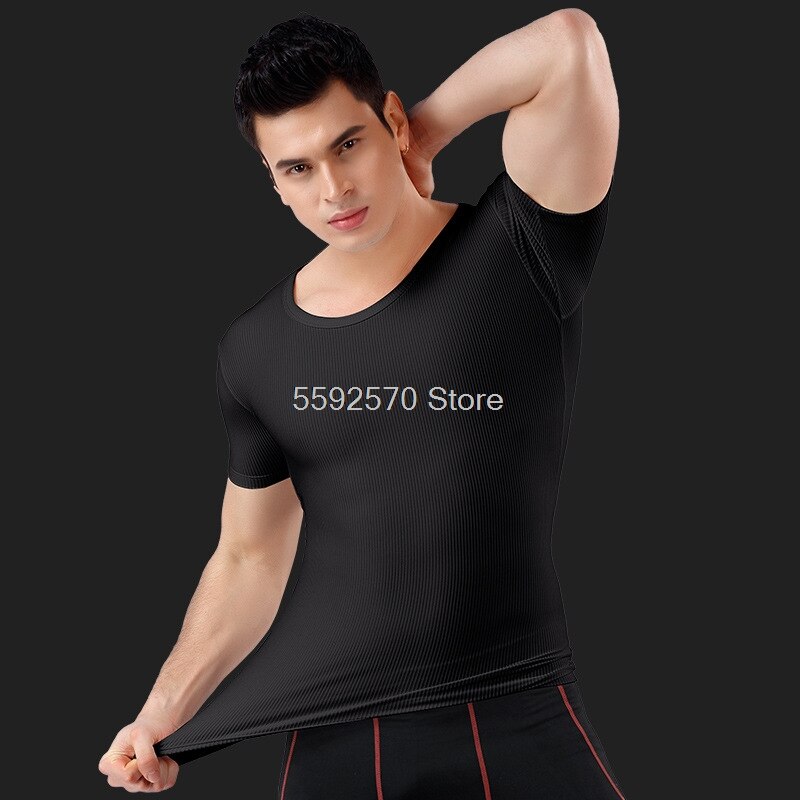 Mannen Borst Tummy Shirt Corset Mannelijke Buik Buik Voor Corrector Compressie Body Building Slanke Ondergoed Shapewear Zwart Wit