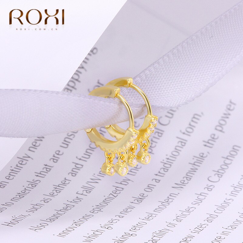 Roxi 925 Sterling Zilver Cz Cirkel Kleine Stud Oorbellen Voor Vrouwen Huggies Sieraden Enkele Rij Zirkoon Ronde Oorbel Bruiloft Sieraden