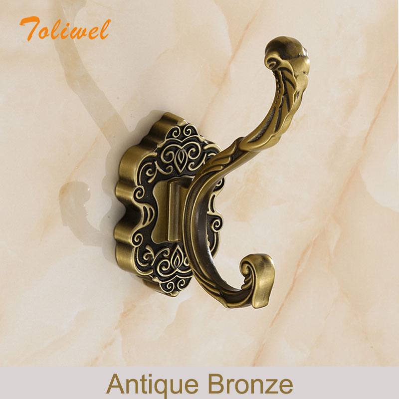 Aluminum Home Decor Nailless Folding Coat Hook Hallway Bedroom Door Hat Clothes Rack Hanger Kitchen Toilet Wall Brack Hooks: Antique Bronze