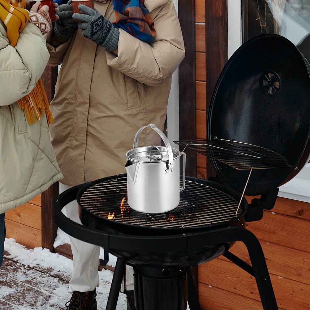 Rvs Fluitketel Outdoor Thee Verwarming Pot Wandelen Water Verwarming Ketel