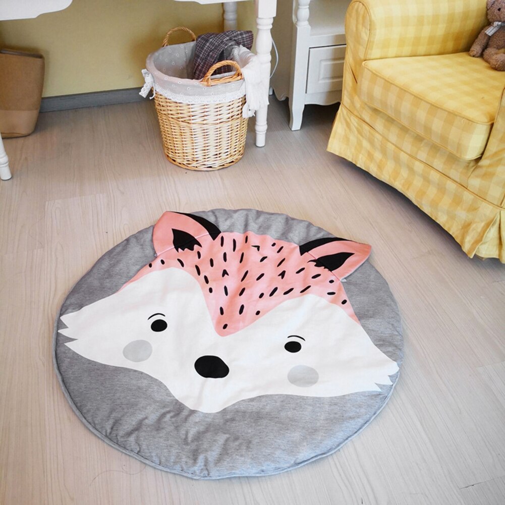 85cm Fox Print Baby Toddler Soft Cotton Crawling Play Mat Blanket Portable Floor Carpet Rugs Mat for Kids Room Nursery Decor