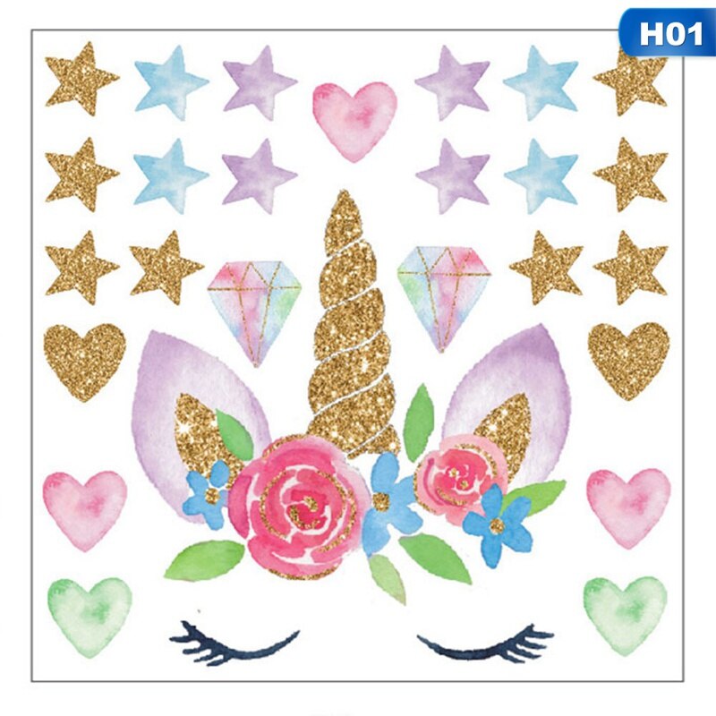 Kleurrijke Bloem Dier Eenhoorn Muursticker 3D Art Decal Sticker Kinderkamer Nursery Wanddecoratie Home Decor
